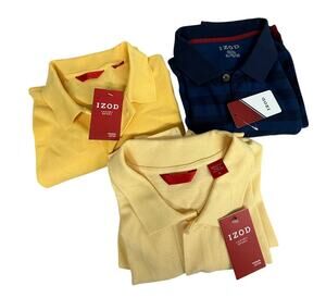IZOD Polo Set of Three Blue Yellow Size XL NEW Short Sleeve Golf Shirt NWT